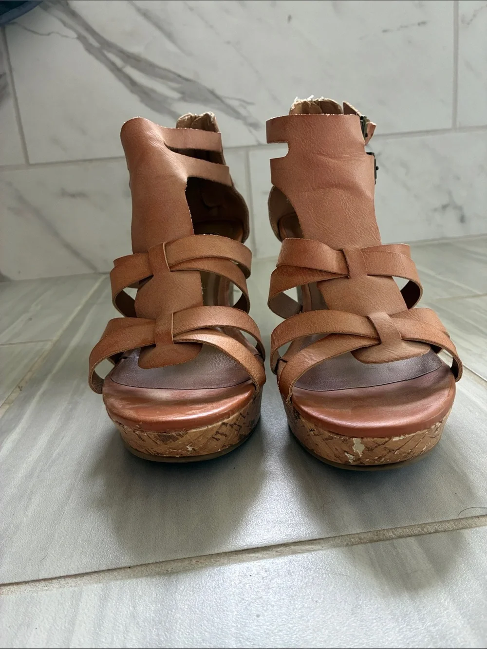 Women's Tan Wedge Sandals